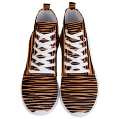 Tiger Stripes, Black And Orange, Asymmetric Lines, Wildlife Pattern Men s Lightweight High Top Sneakers by Casemiro