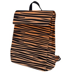 Tiger Stripes, Black And Orange, Asymmetric Lines, Wildlife Pattern Flap Top Backpack by Casemiro