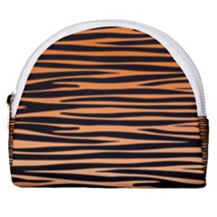 Tiger Stripes, Black And Orange, Asymmetric Lines, Wildlife Pattern Horseshoe Style Canvas Pouch by Casemiro