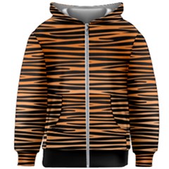 Tiger Stripes, Black And Orange, Asymmetric Lines, Wildlife Pattern Kids  Zipper Hoodie Without Drawstring by Casemiro