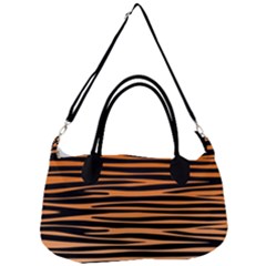 Tiger Stripes, Black And Orange, Asymmetric Lines, Wildlife Pattern Removal Strap Handbag by Casemiro