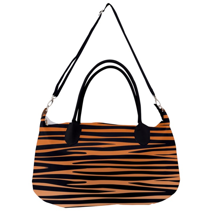 Tiger stripes, black and orange, asymmetric lines, wildlife pattern Removal Strap Handbag