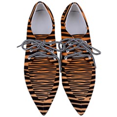 Tiger Stripes, Black And Orange, Asymmetric Lines, Wildlife Pattern Pointed Oxford Shoes by Casemiro