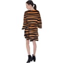 Tiger stripes, black and orange, asymmetric lines, wildlife pattern V-Neck Flare Sleeve Mini Dress View2