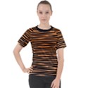 Tiger stripes, black and orange, asymmetric lines, wildlife pattern Women s Sport Raglan Tee View1