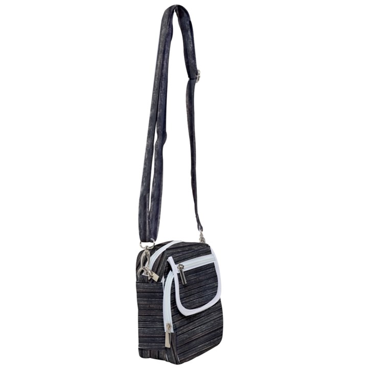 Wooden Linear Geometric Design Shoulder Strap Belt Bag