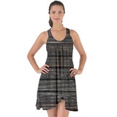 Wooden Linear Geometric Design Show Some Back Chiffon Dress by dflcprintsclothing