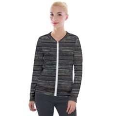 Wooden Linear Geometric Design Velvet Zip Up Jacket by dflcprintsclothing