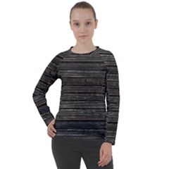 Wooden Linear Geometric Design Women s Long Sleeve Raglan Tee