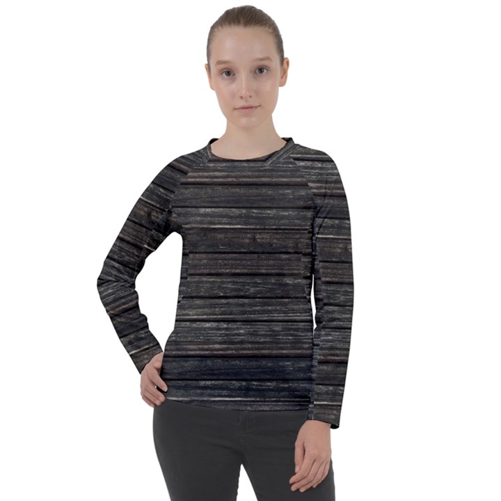 Wooden Linear Geometric Design Women s Long Sleeve Raglan Tee