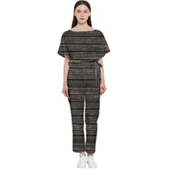 Wooden Linear Geometric Design Batwing Lightweight Jumpsuit by dflcprintsclothing