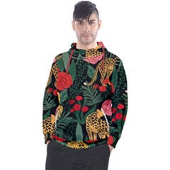 Leopardrose Men s Pullover Hoodie by PollyParadise