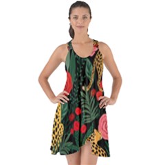 Leopardrose Show Some Back Chiffon Dress