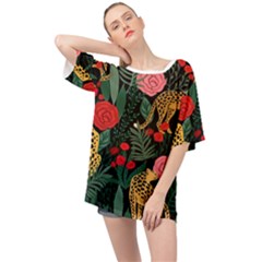 Leopardrose Oversized Chiffon Top