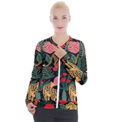 Leopardrose Casual Zip Up Jacket by PollyParadise