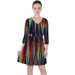 Goth Rainbow Quarter Sleeve Ruffle Waist Dress by uggoff