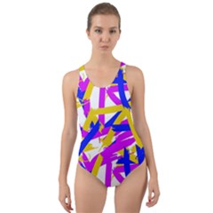 Colored Stripes Cut-out Back One Piece Swimsuit by UniqueThings