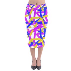 Colored Stripes Velvet Midi Pencil Skirt by UniqueThings