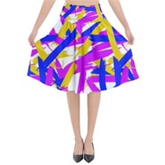 Colored Stripes Flared Midi Skirt by UniqueThings