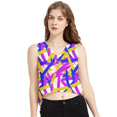 Colored Stripes V-neck Cropped Tank Top by UniqueThings