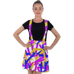 Colored Stripes Velvet Suspender Skater Skirt by UniqueThings