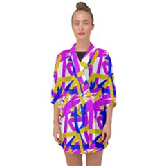 Colored Stripes Half Sleeve Chiffon Kimono by UniqueThings