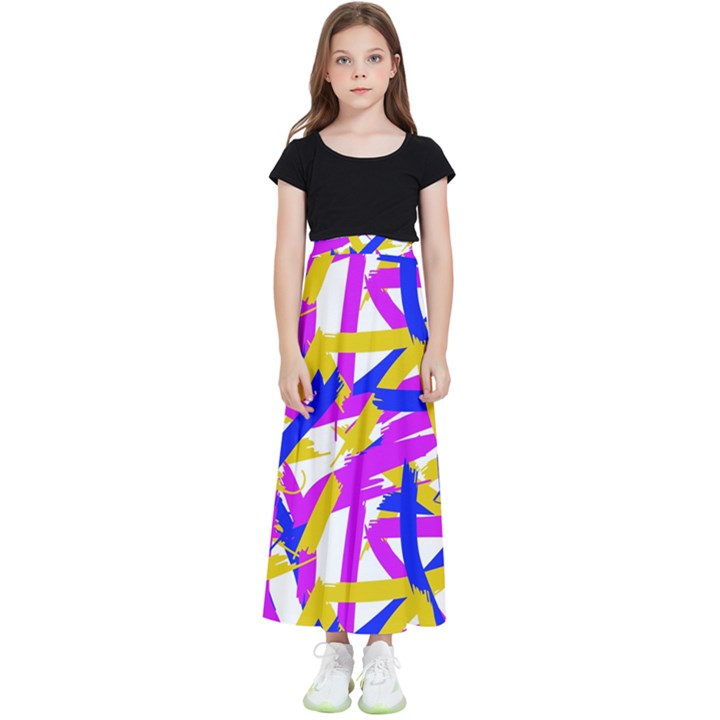 colored stripes Kids  Flared Maxi Skirt