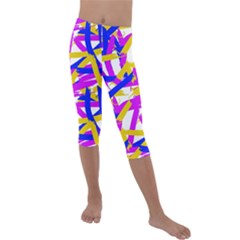 Colored Stripes Kids  Lightweight Velour Capri Leggings  by UniqueThings