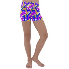 Colored Stripes Kids  Lightweight Velour Yoga Shorts by UniqueThings