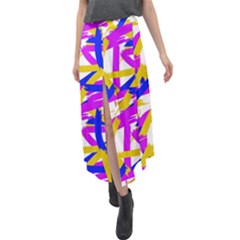 Colored Stripes Velour Split Maxi Skirt by UniqueThings