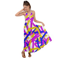 Colored Stripes Backless Maxi Beach Dress by UniqueThings