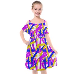 Colored Stripes Kids  Cut Out Shoulders Chiffon Dress by UniqueThings