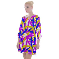 Colored Stripes Open Neck Shift Dress by UniqueThings