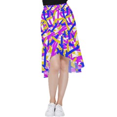 Colored Stripes Frill Hi Low Chiffon Skirt by UniqueThings