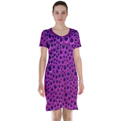 Purple Abstract Print Design Short Sleeve Nightdress