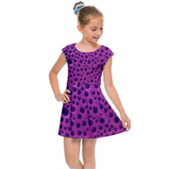 Purple Abstract Print Design Kids  Cap Sleeve Dress