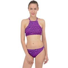 Purple Abstract Print Design Racer Front Bikini Set