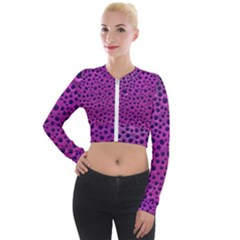 Purple Abstract Print Design Long Sleeve Cropped Velvet Jacket by dflcprintsclothing