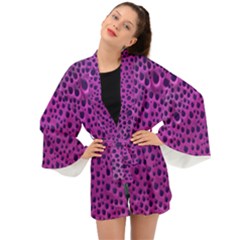 Purple Abstract Print Design Long Sleeve Kimono