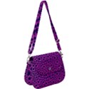 Purple Abstract Print Design Saddle Handbag View1