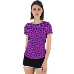 Purple Abstract Print Design Back Cut Out Sport Tee