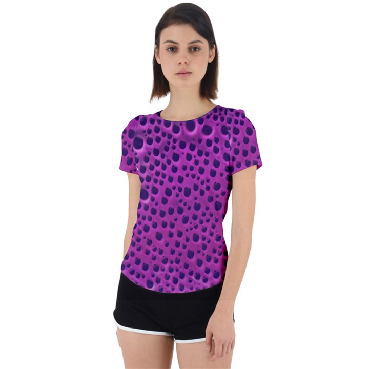 Purple Abstract Print Design Back Cut Out Sport Tee