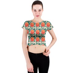 Rose Ornament Crew Neck Crop Top by SychEva