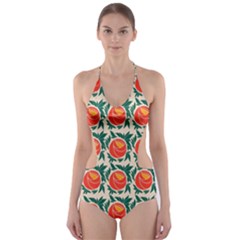 Rose Ornament Cut-out One Piece Swimsuit by SychEva