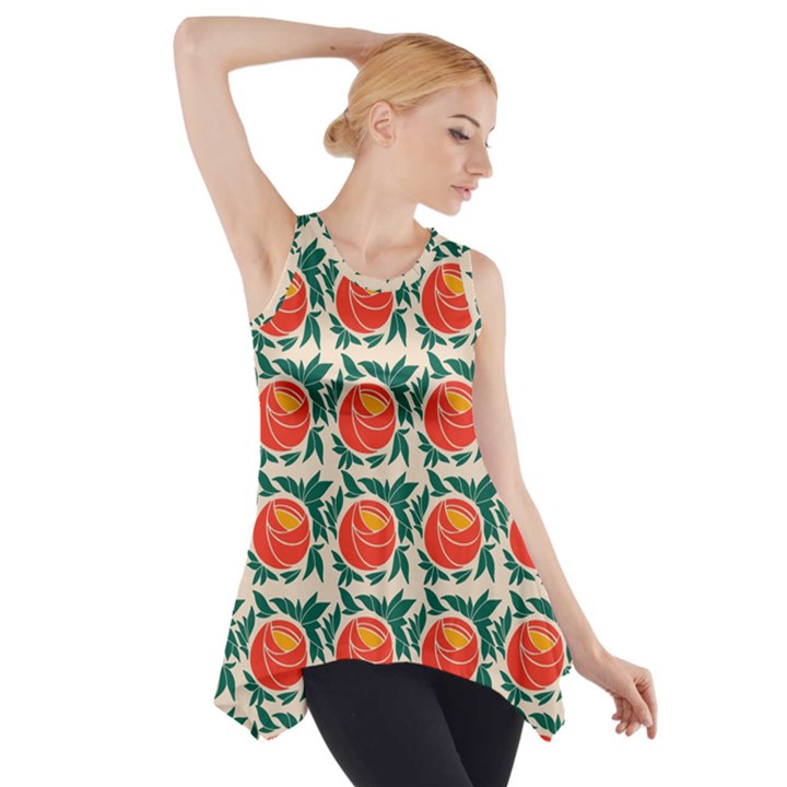 Rose Ornament Side Drop Tank Tunic