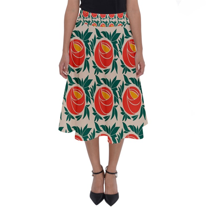 Rose Ornament Perfect Length Midi Skirt