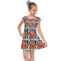 Rose Ornament Kids  Cap Sleeve Dress by SychEva