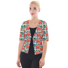 Rose Ornament Cropped Button Cardigan by SychEva