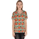 Rose Ornament Women s V-Neck Scrub Top View1