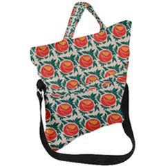 Rose Ornament Fold Over Handle Tote Bag by SychEva